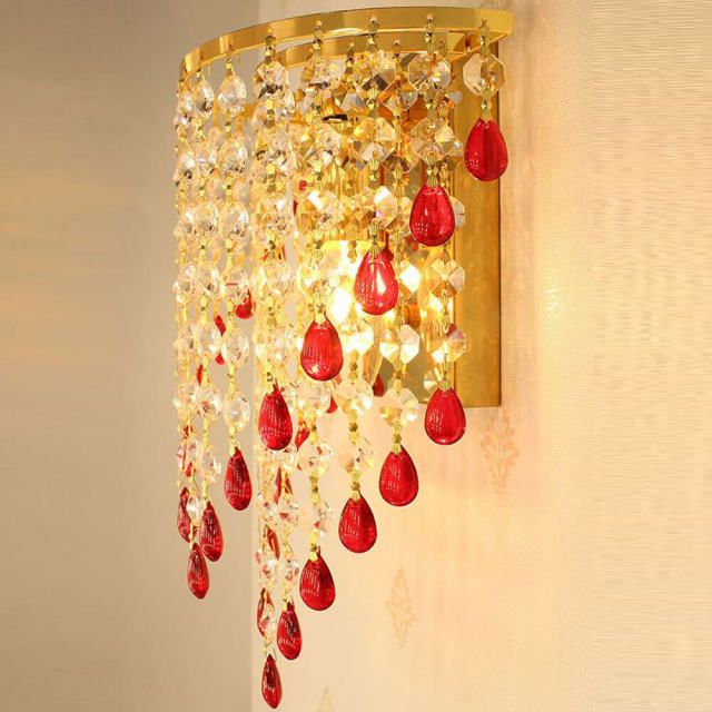 Golden TV Background Crystal Egg Hanging Wall Lights Bedroom Bedsides Corridor Luxury Wall Sconce European Living Room Wall lamp