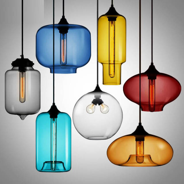 Modern Colorful Glass Bar Counter Pendant light home Dining Room hanging lamp Corridor Hallway Balcony Pendant lighting fixtures