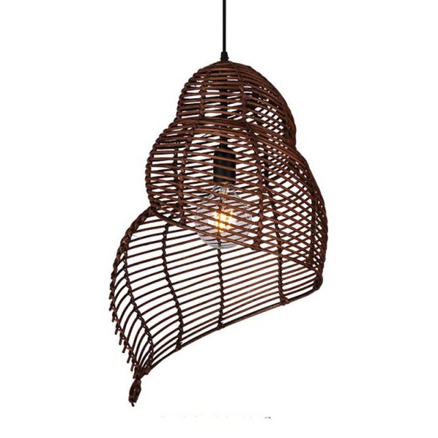 Pastoral Rattan Snail Childrens Room Pendant Lamps Creative Dining Room Pendant Light Bar Cafe Shops Pendent Lights