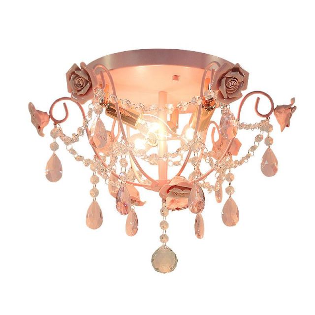 OOVOV Romantic Pink Crystal Girls Room Ceiling Light Fixtures Princess Room Ceiling Lamps Bedroom Ceiling Lights