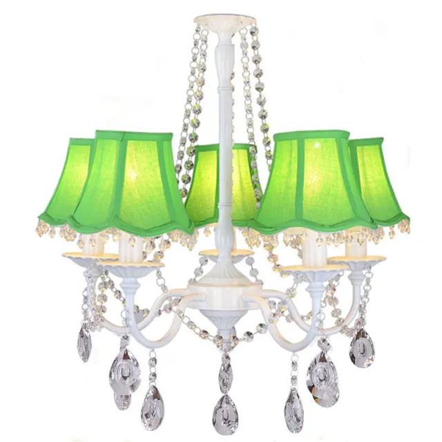 OOVOV Crystal Princess Room Chandelier Lights Lamp Kids Study Room Fabric Shade Chandelier Lamp Living Room Hanging Lamps