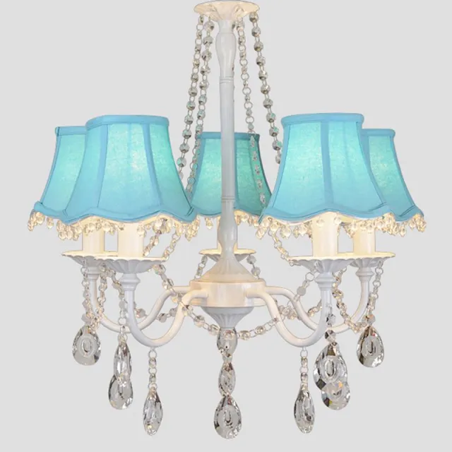 OOVOV Crystal Princess Room Chandelier Lights Lamp Kids Study Room Fabric Shade Chandelier Lamp Living Room Hanging Lamps