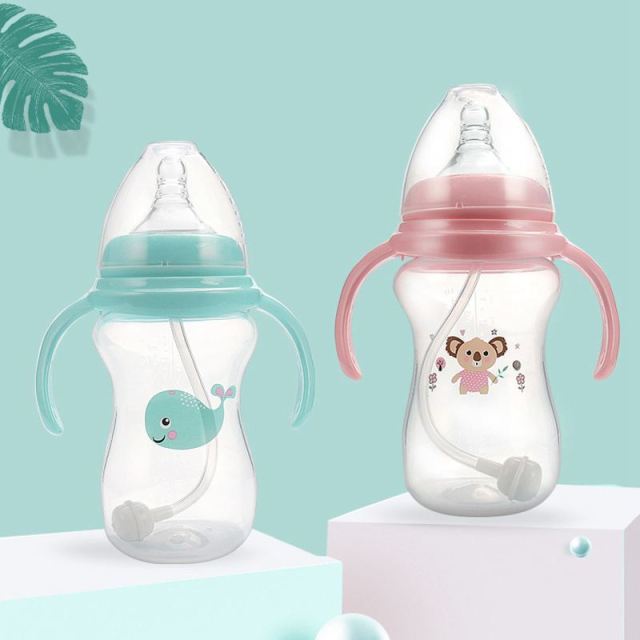 PP Wide-caliber Baby Bottle Fall-resistant Baby Bottles Flatulence-resistant Silicone Milk Bottle Feeding Bottle 240ml/300ml