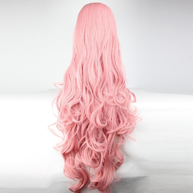 Vocaloid Luka Cosplay Wig 35.4 inch Pink Beautiful Long Curly Wig Anime Cosplay Wigs