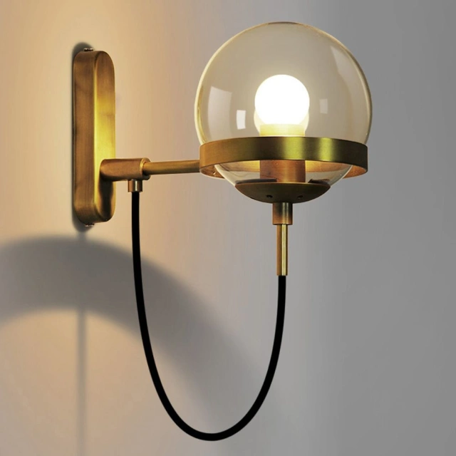 OOVOV Retro Glass Ball Wall Lights Industrial Loft Bar Wall Sconce