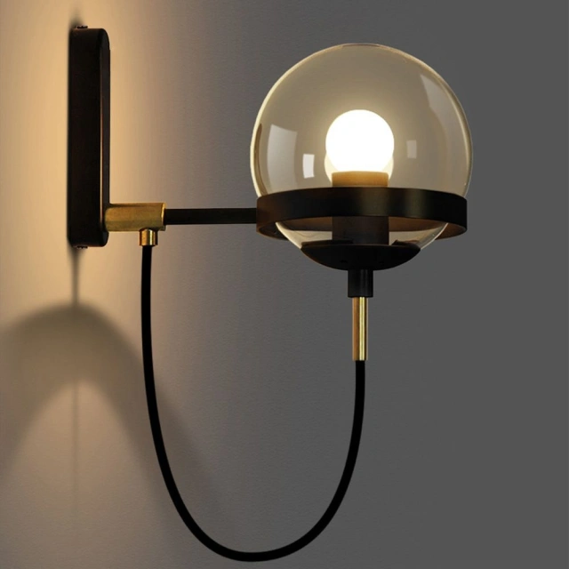 OOVOV Retro Glass Ball Wall Lights Industrial Loft Bar Wall Sconce