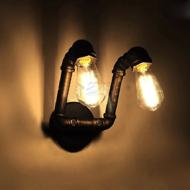 Creative 2 Lights Pipe Wall Sconces Loft Nostalgic Iron Dining Room Wall Lamp Cafe Bar Wall Sconces