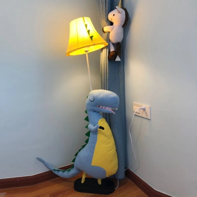 Cartoon Dinosaur Kids Room Floor Lamps Cute Creative Child Bedroom Fabric Floor Light Baby Room Floor Lamp