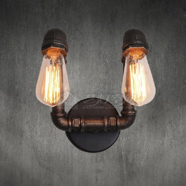 Creative 2 Lights Pipe Wall Sconces Loft Nostalgic Iron Dining Room Wall Lamp Cafe Bar Wall Sconces