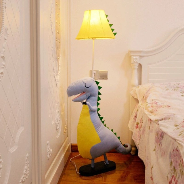 Cartoon Dinosaur Kids Room Floor Lamps Cute Creative Child Bedroom Fabric Floor Light Baby Room Floor Lamp