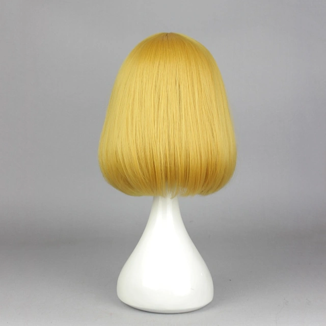 High Quality Women Golden Wavy Hair Wigs Anime Wig Cosplay Short Wigs Prison School midorikawa hana Cos Wig