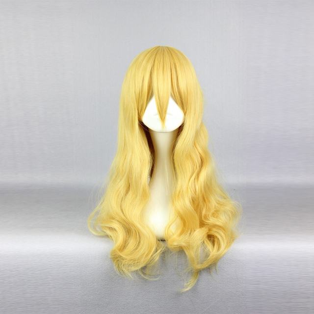 Women Yellow Long Curls Wig 24.8 inch Lady Animation Cosplay Wigs Your Lie in April Miyazono Kaori Cosplay Wig