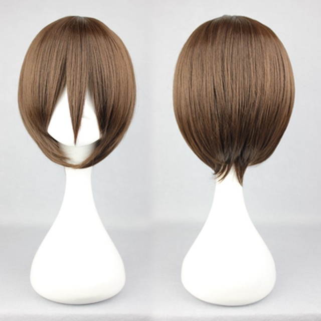 11.8 Inch High Quality Brown Wigs Cosplay Animation Wig For Men Women EVA Ikari Gendou Cos Wigs