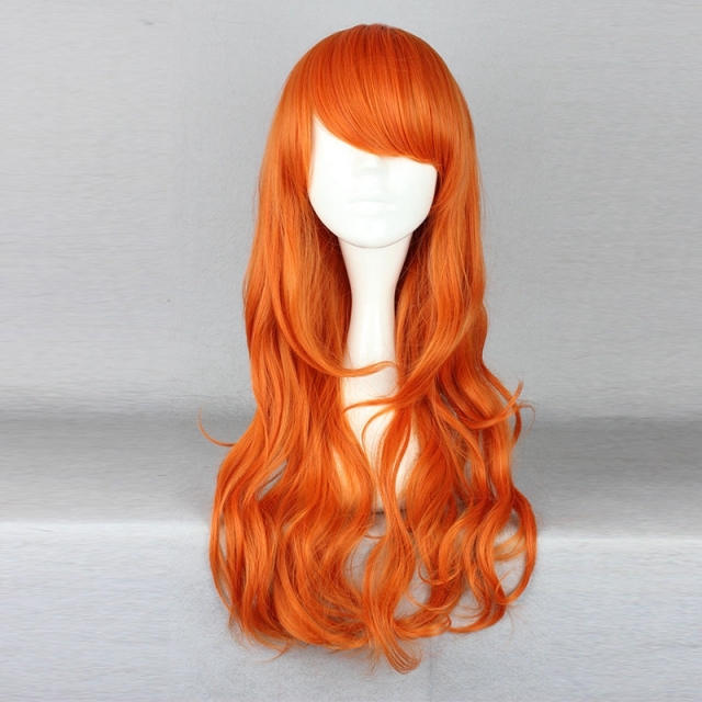 High Quality Women Orange Wavy Hair Wigs Anime Long Wig Cosplay ONE PIECE Nami Cosplay Wigs