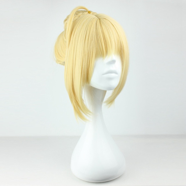 Golden Women Cosplay Wigs Cute Gold Flaxen Hair Anime Wig Fate zero Saber Cosplay Wigs