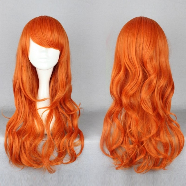 High Quality Women Orange Wavy Hair Wigs Anime Long Wig Cosplay ONE PIECE Nami Cosplay Wigs