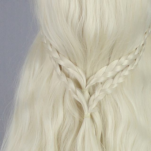 Women Long Curls Cosplay Wig Animation Wigs 29.5 Inch Mixed Color Wigs Game of Thrones Daenerys Targaryen Cos Wig