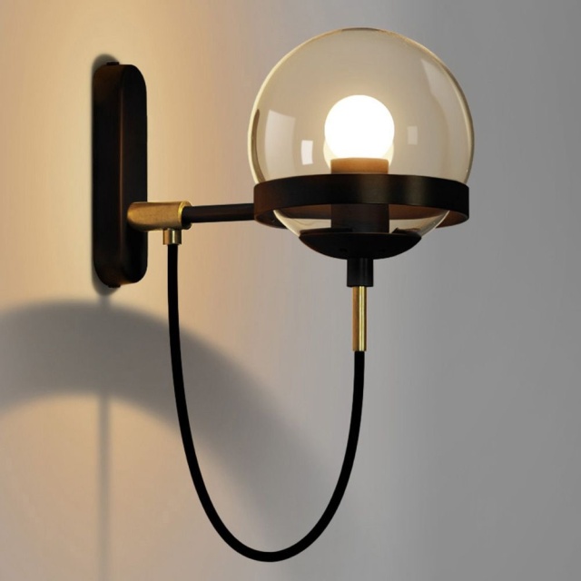 OOVOV Retro Glass Ball Wall Lights Industrial Loft Bar Wall Sconce