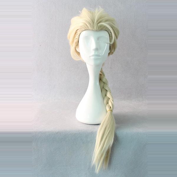 Frozen Princess Snow Queen Elsa Wig Weaving Braid Golden Cosplay Wig Girls Long Wigs 
