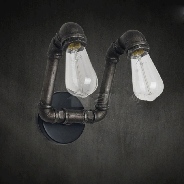 Creative 2 Lights Pipe Wall Sconces Loft Nostalgic Iron Dining Room Wall Lamp Cafe Bar Wall Sconces