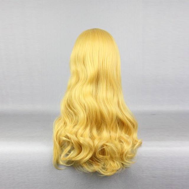 Women Yellow Long Curls Wig 24.8 inch Lady Animation Cosplay Wigs Your Lie in April Miyazono Kaori Cosplay Wig