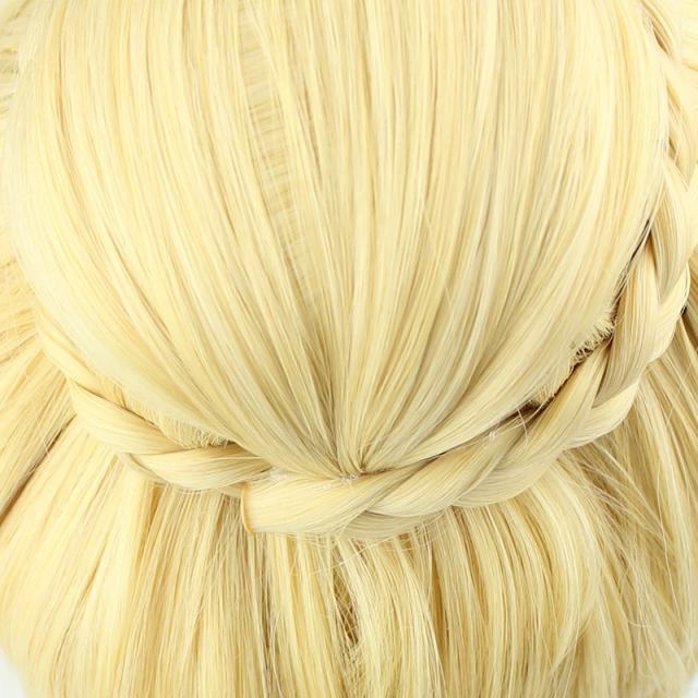 Golden Women Cosplay Wigs Cute Gold Flaxen Hair Anime Wig Fate zero Saber Cosplay Wigs