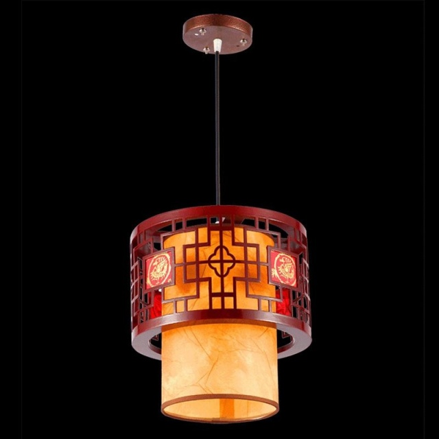 OOVOV Chinese Style Wooden Pendant Lamp Vintage Lanterns Pendant Lights