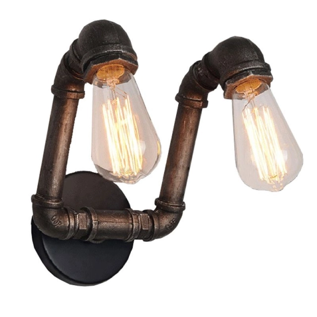 Creative 2 Lights Pipe Wall Sconces Loft Nostalgic Iron Dining Room Wall Lamp Cafe Bar Wall Sconces
