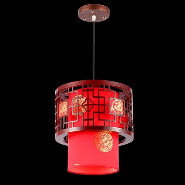 OOVOV Chinese Style Wooden Pendant Lamp Vintage Lanterns Pendant Lights