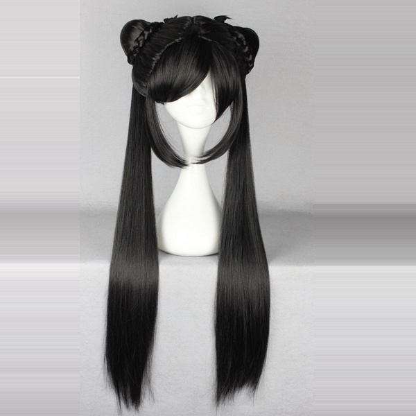 Long Straight Wigs 31.49 inch Cute Black Anime Cosplay Wigs Chinese Style