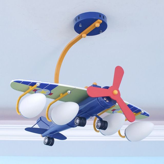 OOVOV Airplane Childrens Bedroom Ceiling Lamps Creative Cartoon Kids Study Room Ceiling Lights Metal Fighter Lamp Fixtures