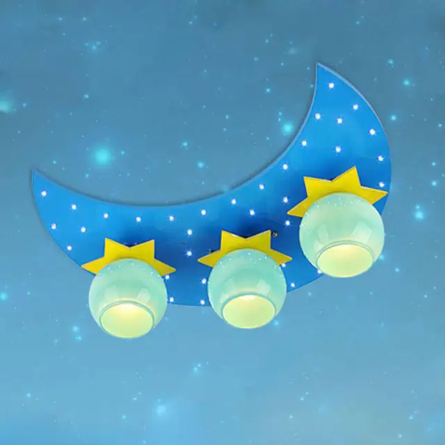 OOVOV Cartoon Moon Stars Childrens Bedroom Ceiling Lamp Cute Baby Room LED Ceiling Lamps Boy Girl Room Ceiling Light