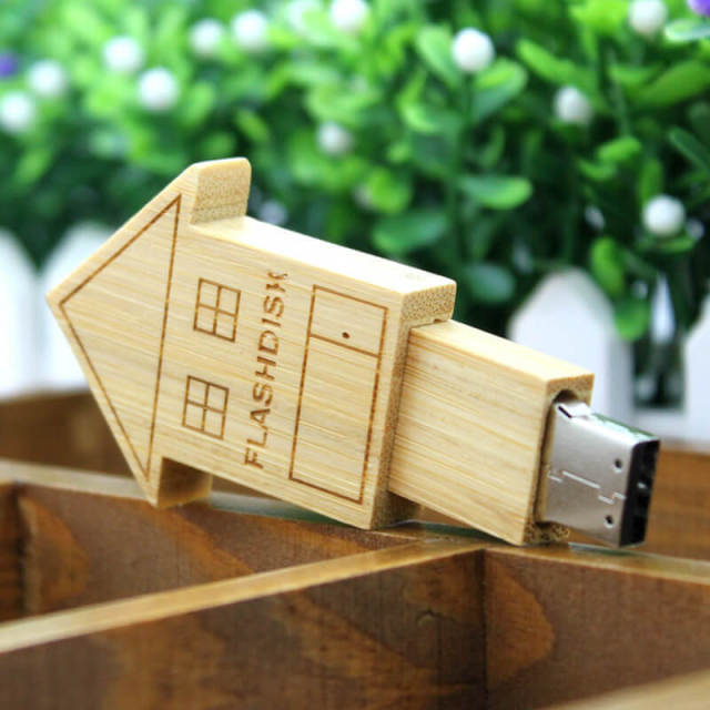 Wooden House 8G USB Flash Drive DIY Engraving USB Flash Drives