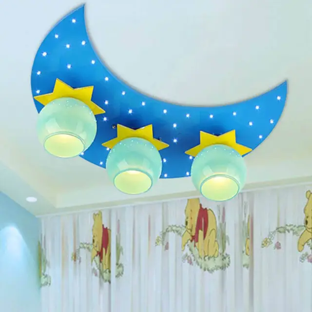 OOVOV Cartoon Moon Stars Childrens Bedroom Ceiling Lamp Cute Baby Room LED Ceiling Lamps Boy Girl Room Ceiling Light