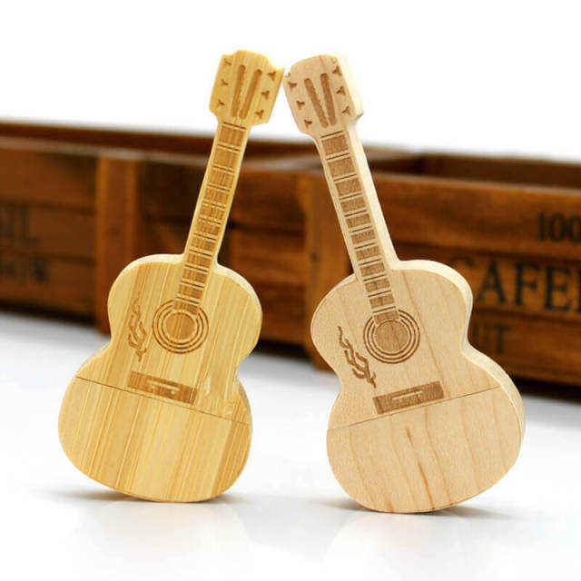 8G Wood Guitar USB Flash Drive USB2.0 Data Traveler DIY Engraving Cute Gifts