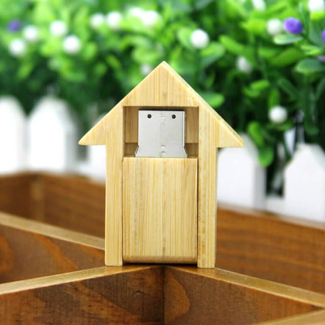 Wooden House 8G USB Flash Drive DIY Engraving USB Flash Drives