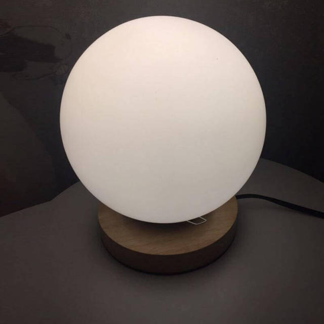 OOVOV Simple Glass Ball Bedsides Nightlight Creative Bedroom Kid Room Baby Room Wood Mini Desk Lamp H18cm E27