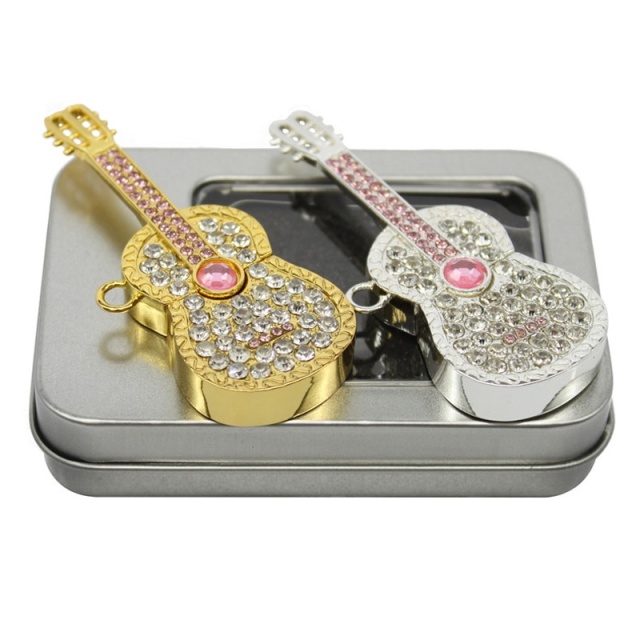 Crystal Jewelry Guitar Necklace USB Flash Drive USB2.0 USB Flash Drive 4G/8G/16G/32G/64G/128G