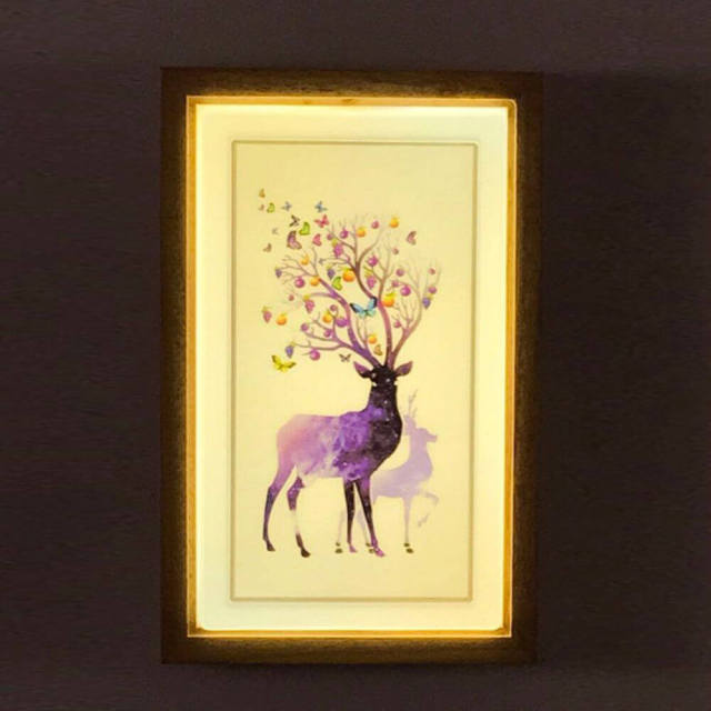 OOVOV Nordic LED Mural Lights Creative Deer Living Room Bedroom Hallway Stairs Wooden Wall Lamp Light