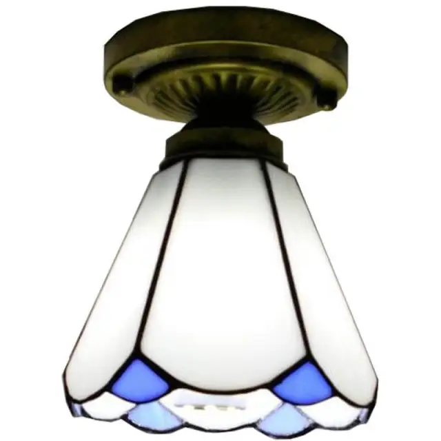 Tiffany Corridor Bedroom Light Glass Horn Balcony Ceiling Lamp Mediterranean Balcony Hallway Porch Ceiling Lighting Fixtures