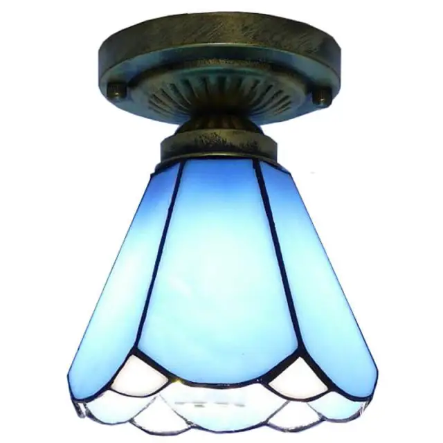 Tiffany Corridor Bedroom Light Glass Horn Balcony Ceiling Lamp Mediterranean Balcony Hallway Porch Ceiling Lighting Fixtures