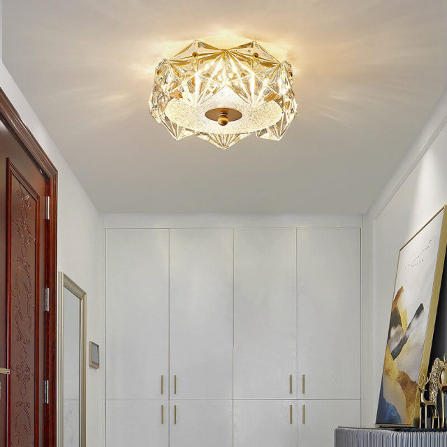 Crystal Ceiling Light LED Glass Ceiling Lights Fixture Flush Mount Crystal Mini Ceiling Light For Entrance Balcony Corridor Cloakroom D23cm/9 inches