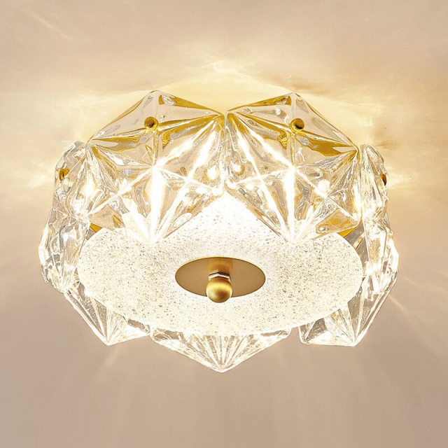 Crystal Ceiling Light LED Glass Ceiling Lights Fixture Flush Mount Crystal Mini Ceiling Light For Entrance Balcony Corridor Cloakroom D23cm/9 inches