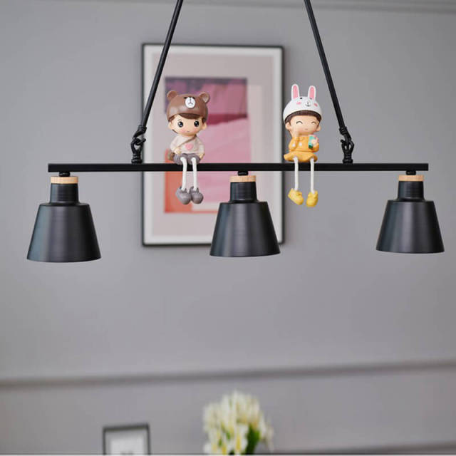 Restaurant Chandeliers 3 Lights Iron Pendant Lamp Home Light Ceiling Pendant Fixture for Study Room Bar Cafe Shops