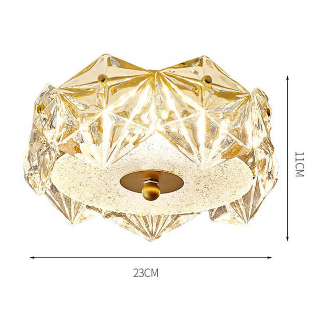 Crystal Ceiling Light LED Glass Ceiling Lights Fixture Flush Mount Crystal Mini Ceiling Light For Entrance Balcony Corridor Cloakroom D23cm/9 inches