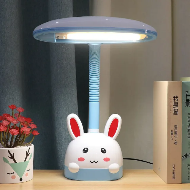 Dimmable LED Eye Protection Table Lamp for Kids Cartoon Desk Lamp with One-Button Switch 360° Adjustable Hose Replaceable lamp Sources Plug-in Table L