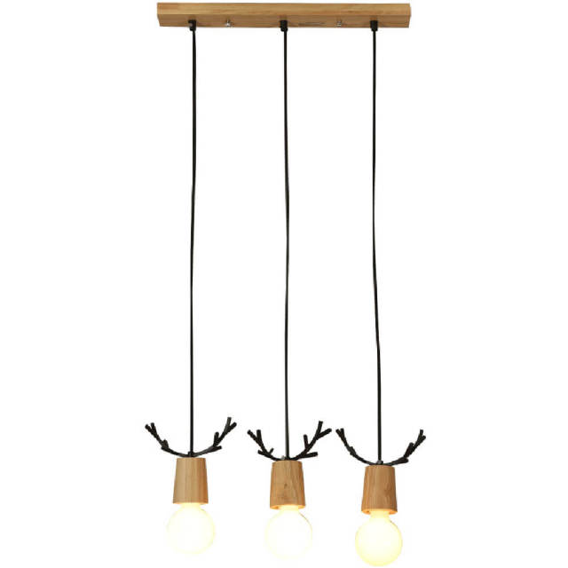 Nordic Metal Antler Wooden Dining Room Pendant Light Restaurant Wooden Top Pendant Lamp Bar Counter Living Room hanging Lamps