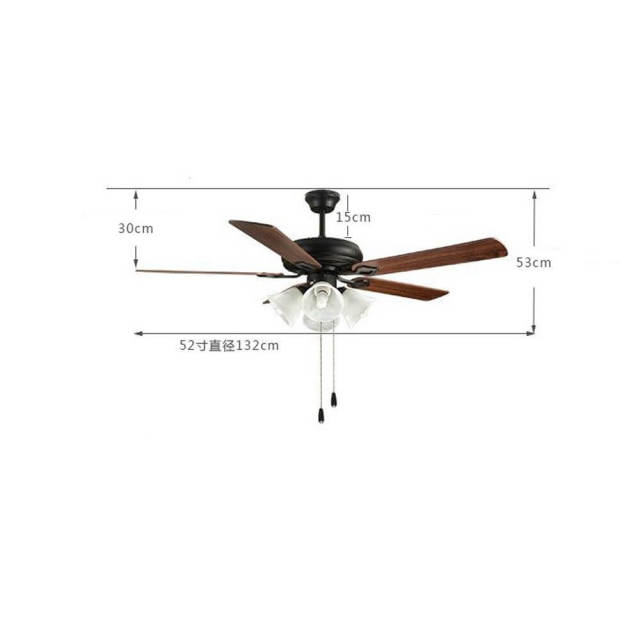 Ceiling Fans with Lights - European Vintage Ceiling Fan Light Kit - Brown 52 inches