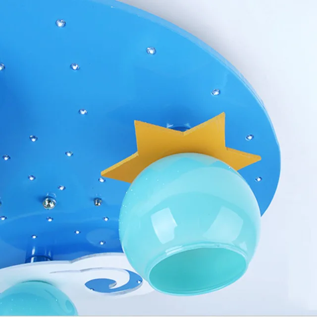 OOVOV Cartoon Blue Star Moon Childrens Bedroom Ceiling Fixtures Safety Baby Room Ceiling Lamp Boy Girl Room Ceiling Light