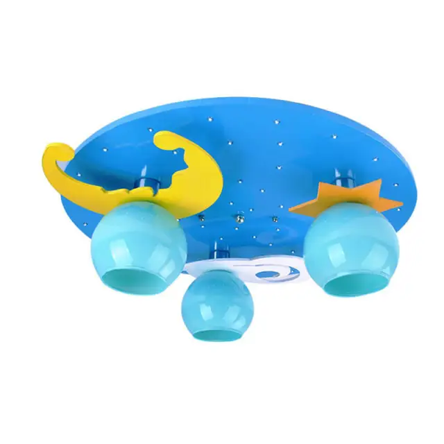 OOVOV Cartoon Blue Star Moon Childrens Bedroom Ceiling Fixtures Safety Baby Room Ceiling Lamp Boy Girl Room Ceiling Light